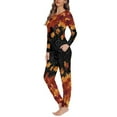thumbnail image 2 of FKELYI Size 2XL Thanksgiving Long Sleeve Pjs for Women 2-Pack Casual Fall Maple Leaves Long Sleeve Pajamas for Girls Loose Sleepwear for Women Pajama Set, 2 of 5