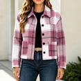 thumbnail image 5 of Enjoytime Fall Jackets for Women Plaid Lapel Collar Button Down Cropped Jacket Trendy Casual Coat Fashion Long Sleeve Outerwear, 5 of 7