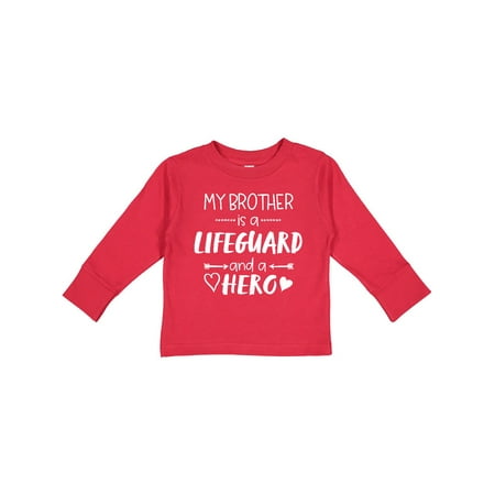 

Inktastic My Brother is a Lifeguard and a Hero with Hearts Gift Toddler Boy or Toddler Girl Long Sleeve T-Shirt