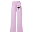 thumbnail image 3 of Dpytoraw Girl's Bowknot Baggy Sweatpants Lightweight Straight Leg Athletic Pants with Pockets Size 15-16 Years, 3 of 4