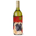 thumbnail image 1 of Mastín Rojo Y Verde Copos De Nieve Vacaciones Navidad Botella De Vino Aislador De Bebidas Aislador De Bebidas Hugger, 1 of 1