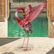 23 Inch Flamingo Decor for Yard, Metal Bird Statue Garden Decor, Preening Flamingo Decoration Outdoor Sculpture for Lawn, Backyard, Pool, Patio, 1PC