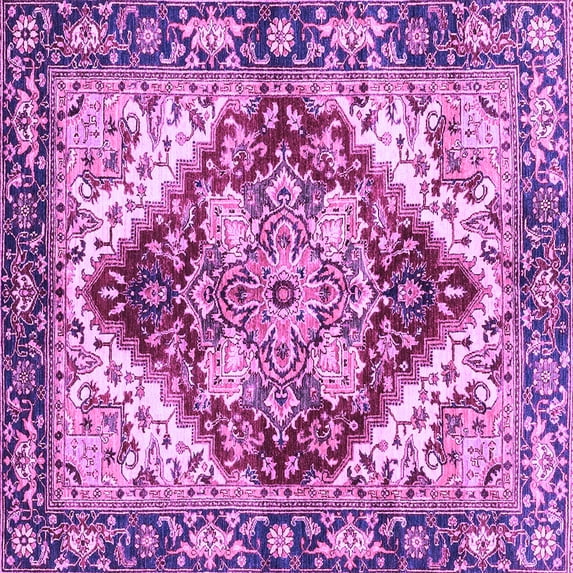 Ahgly Company Indoor Square Persian Purple Traditional Area Rugs, 5' Square