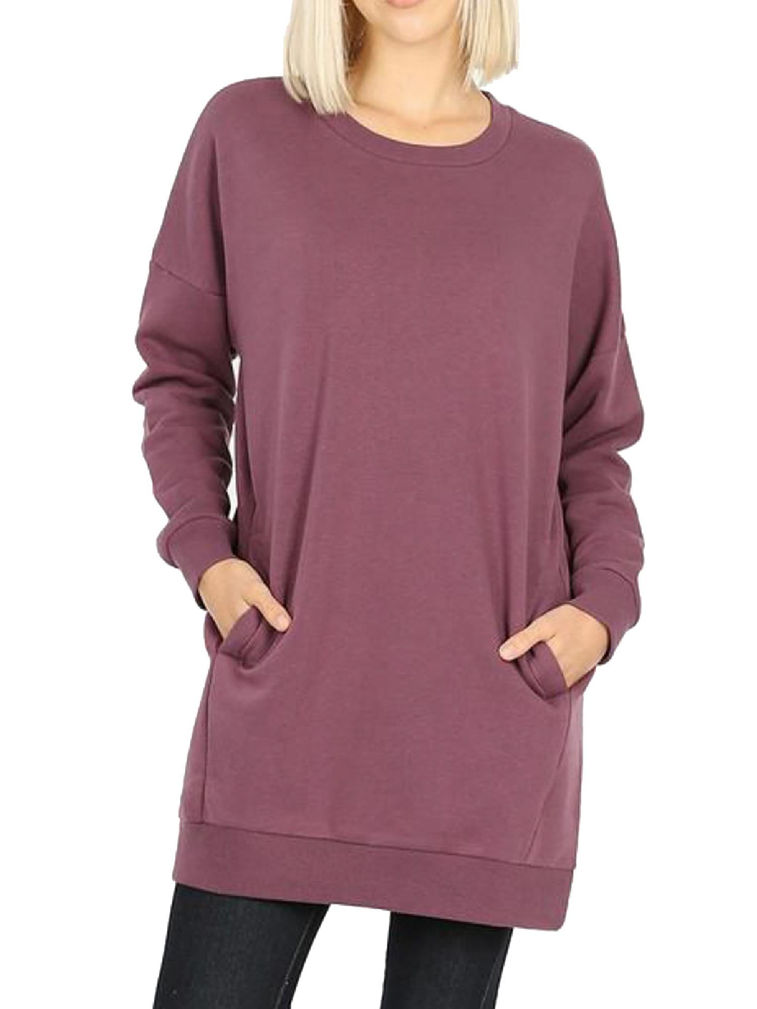 Neck Fleece Pullover Tunic Sweatshirts 