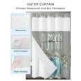 thumbnail image 2 of No Hook Cloth Fabric Shower Curtain with Snap in Liner, Blue Pumpkins Fall Waterproof Shower Curtains Set with See Through Top Window, Grey Thanksgiving Botanical Leaves Bath Curtains Shower 66"x72", 2 of 6