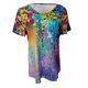 thumbnail image 4 of ICHUANYI Clearance Women's All-match Half Sleeve Printed T-shirt Floral Painting Printed Tops(Purple, L) ICHUANYI WER2023080916017, 4 of 4