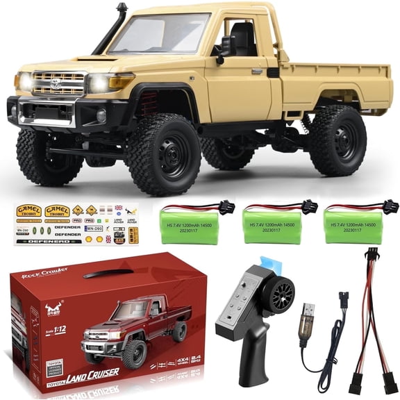 AOBAIWO 1/12 RC Crawler MN82 RC Car Rock Crawler 4x4 with 3 Upgraded 1200mah Battery 2.4GHz Remote Control Truck 4WD Off-Road Pick-up Truck RTR 280 Strong Magnetic Motor