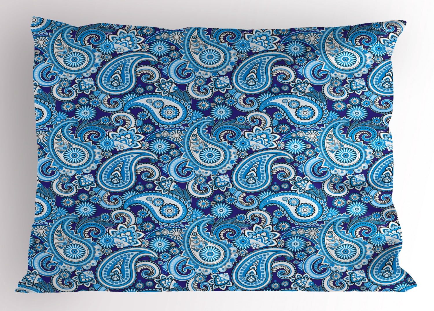 Paisley Pillow Sham Traditional Asian Pattern Design with Flowers