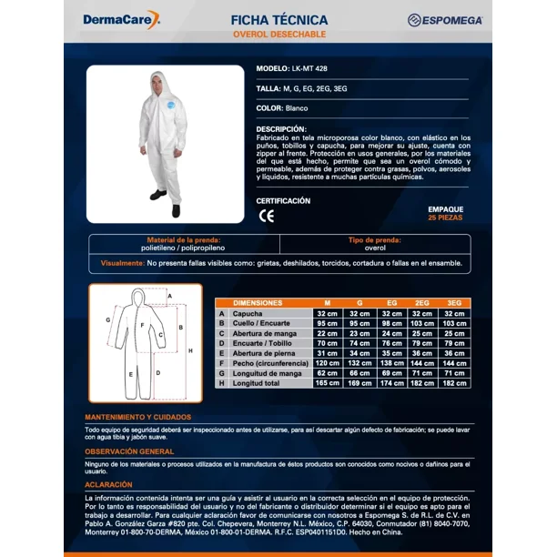 Lk Mt 428 Precio Overoles Desechables Overol Desechable Tyvek Lk