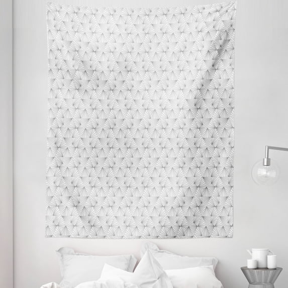 Grey Geometric Tapestry, Abstract Composition of Bursting Lines in Random Order Simple Illustration, Fabric Wall Hanging Decor for Bedroom Living Room Dorm, 5 Sizes, Grey White, by Ambesonne