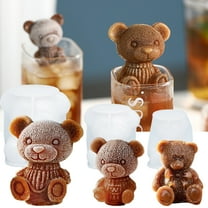 3D Teddy Bear Ice Cube Mold, Silicone Animal Mold, 3 Pieces Ice Cube Trays for Coffee, Milk, Tea, Candy, Gummy, Fondant, Cake, Baking, Cupcake Topper Decoration