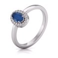 thumbnail image 4 of Round and Oval Shape Natural Sapphire Gemstone Ring in 14K White Gold (Size: 7.5), 4 of 6