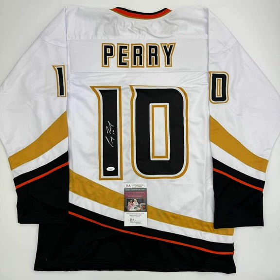 Autographed/Signed Corey Perry Anaheim White Hockey Jersey JSA COA