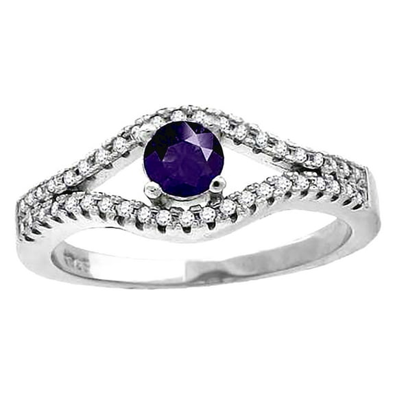 925 Sterling Silver Womens Purple Round Cubic Zirconia Fancy Ring Size 8 Ring for Women - 3.3 Grams