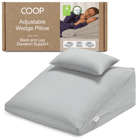 Coop Sleep Goods Adjustable Wedge Pillow, Ergonomic Memory Foam Pillow for Elevated Leg & Back Support, Sleep Comfort & Recovery