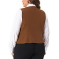 thumbnail image 3 of Agnes Orinda Women's Plus Size Suit Vest Double Breasted Vintage Lapel Collar Dressy Waistcoat Vest with 2 Pockets 4X Brown, 3 of 6