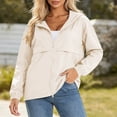 thumbnail image 2 of Hueook Rain Jacket Women Waterproof Ladies UPF50+ Hooded Zip Pocket Long Sleeve Sun Protection Jacket Beige XL, 2 of 5