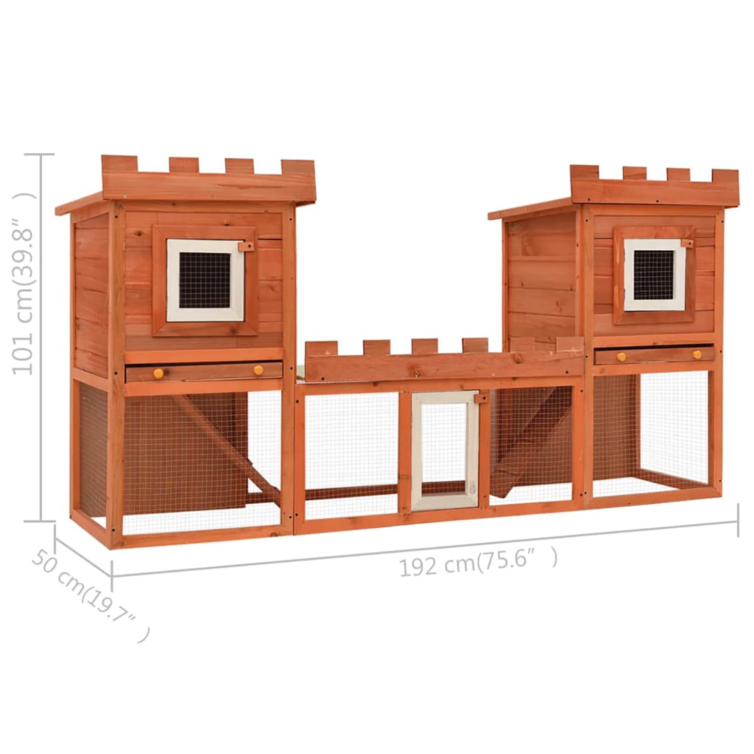 Pefilos 75" Outdoor Large Rabbit Hutches with Ramp Wooden Bunny House Pet Cage Double House, Orange Pefilos 75" Outdoor Large Rabbit Hutches with Ramp Wooden Bunny House Pet Cage Double House, Orange