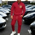 thumbnail image 3 of YueHuiYing Men's Tracksuit 2 Piece Sweatsuit Track Suit Zipper Long Sleeve Tops Jogging Pants Casual Outfits For Men's Red L, 3 of 9