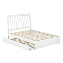 Roslyn Full Wood Platform Bed with Panel Footboard and Twin Trundle in White