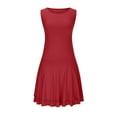 thumbnail image 4 of Wedding Guest Dress Plus Size, Women's Solid Ruffle Hem Neck Mini Dress Sleeveless Ruched Corset Short Party Dresses(Red,L), 4 of 9
