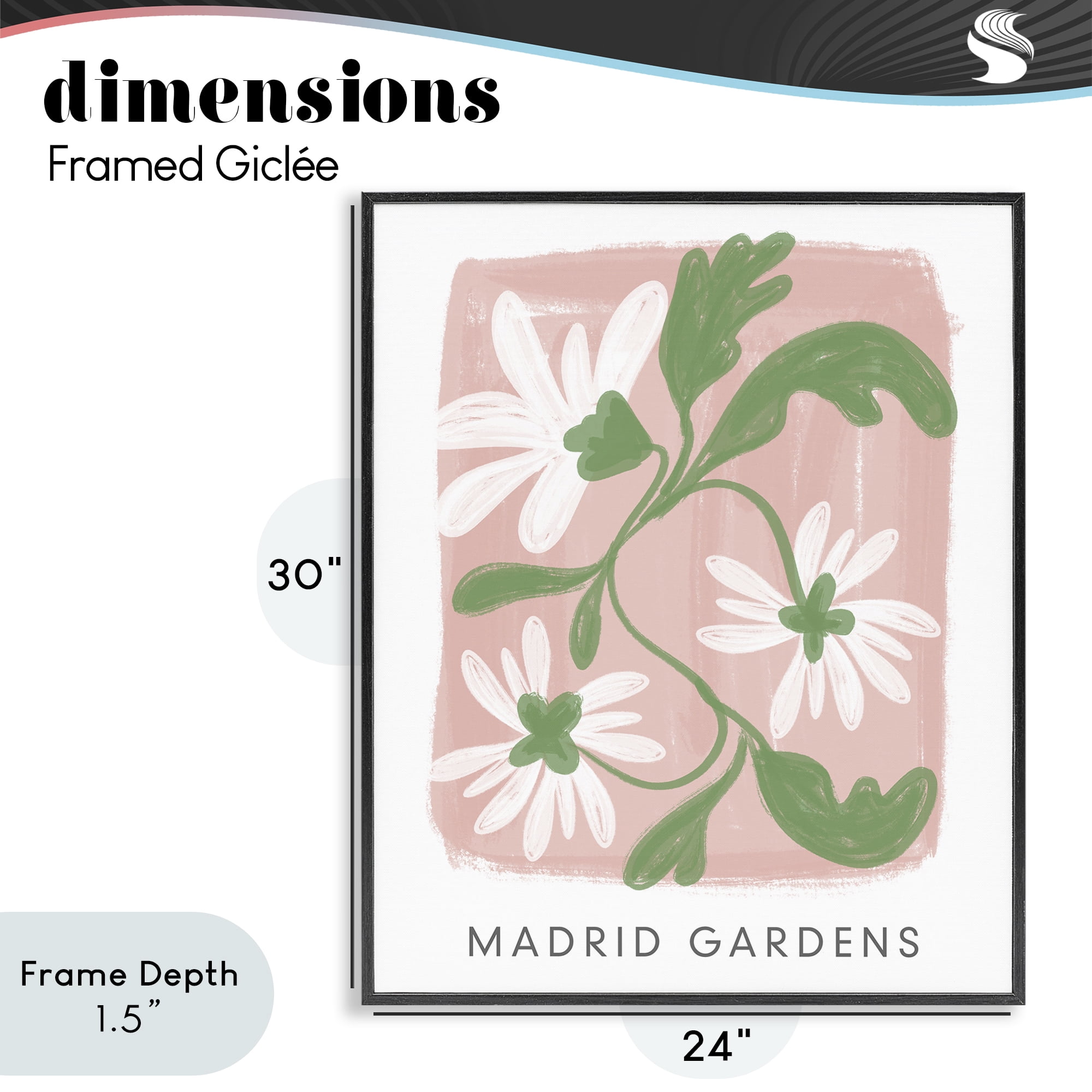 Stupell Industries Madrid Gardens Pastel Blooms Black Framed Giclee Art, design by Lucille Price