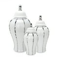 thumbnail image 3 of Beloved White Ceramic Ginger Jar with Silver Accent and Lid, 3 of 8
