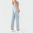 thumbnail image 6 of LIBRCLO Womens Faux Denim Leggings, High Waist Tummy Control Straight Leg Yoga Pants, Casual Athletic Bottoms with Pockets, 6 of 6