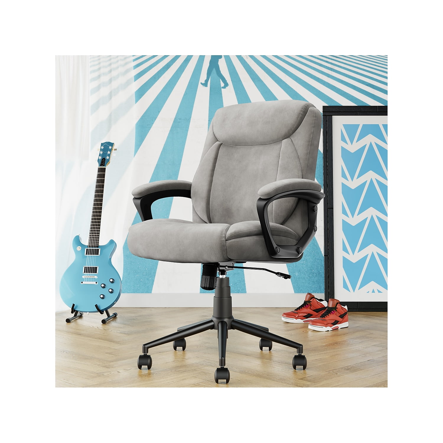 Click365 Transform 1.0 Ergonomic Mid Back Desk Chair Fabric Light Grey