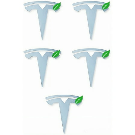 CoolKo Center Cap Wheel Rim Logo T Emblem Decals Stickers 5 Pieces Compatible with Tesla Model Y