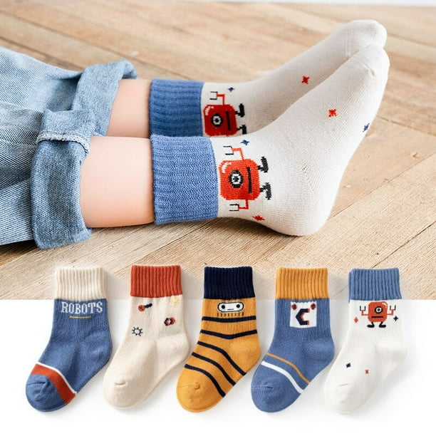 5 par/lote de Calcetines bonitos para niñas, Calcetines de algodón con rayas de arco iris de otoño para niños, Calcetines para niños pequeños, Calcetines para niños de 1 a 12 años Tan Jianjun unisex