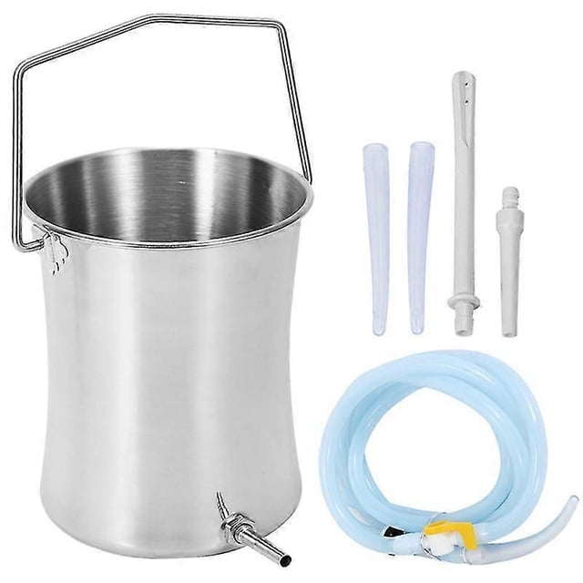 2L Health Stainless Steel Enema Bucket Suitable for Colon Cleansing Reusable Constipation Cleaning