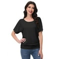 thumbnail image 7 of Women's Dolman Top Boat Neck Comfortable Short Sleeve Solid Gentle Tees Casual T Shirt with Side Shirring Detail, 7 of 7