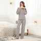 thumbnail image 3 of Conjunto de pijamas para mujer, suave, transpirable, 2 piezas, cuello redondo, manga larga, tops, pantalones con cordón, ropa de dormir, 3 of 7