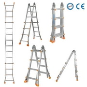 11.5ft Aluminum Folding Scaffold Ladder With A Framed Construction, MAX Weight 330LBS