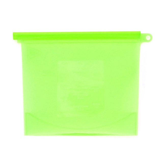 Contenedor de almacenamiento ZHCH con sello de bolsa de conservación de alimentos de silicona reutilizable portátil verde