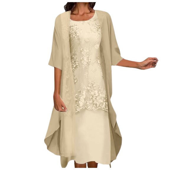 Gubotare 2 Piece Suit for Women Plus Size Dress and Cardigan Sexy Formal Gowns and Evening Dress Floral Maxi Dresses(Yellow,3XL)