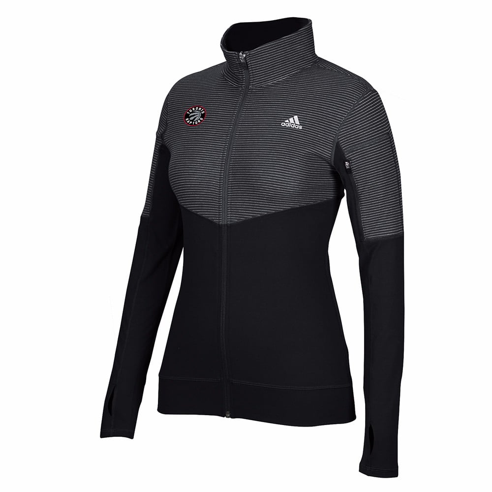 Toronto Raptors NBA Adidas Black Lightweight Climalite Performance Full Zip Team Logo Pullover Jacket For Women by Adidas