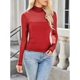thumbnail image 4 of Gamvdout Women’s ock Turtle Neck Long Sleeve Sheer Mesh Ruched Going Out Tops, 4 of 6