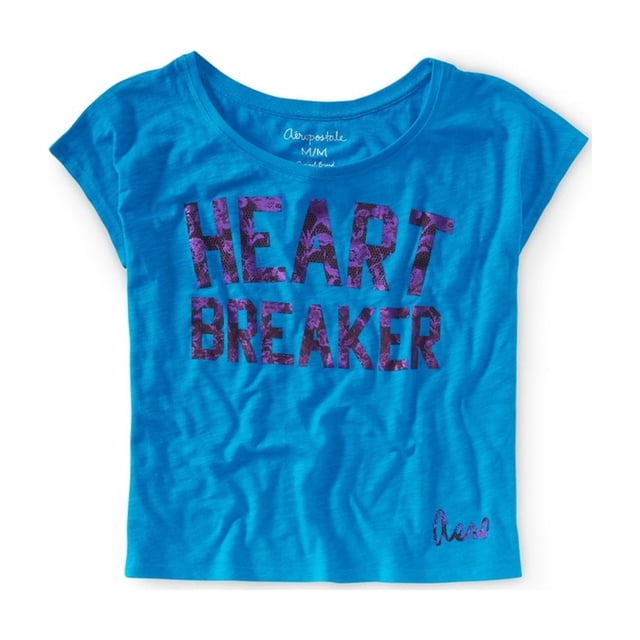Camiseta gráfica Aeropostale para mujer Foil Hearbreaker, azul, mediana Aeropostale Camiseta gráfica