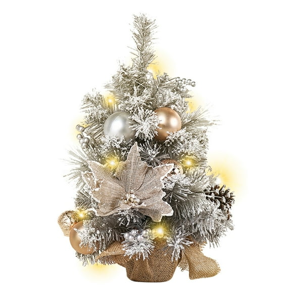 12 Inch Mini Tabletop Christmas Tree With Led Lights, Warm Home Decoration Set Includes Battery Powered Copper Lamps, 3.9X3.9X11.8 Inch Artificial Tree For Indoor Decor