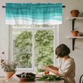 thumbnail image 6 of Ombre Turquoise Waves Rod Pocket Curtain Valance, Abstract Art Gradient Modern Farmhouse Window Valance for Living Room, Bedroom, Kitchen 42"W x 12"L, 6 of 9