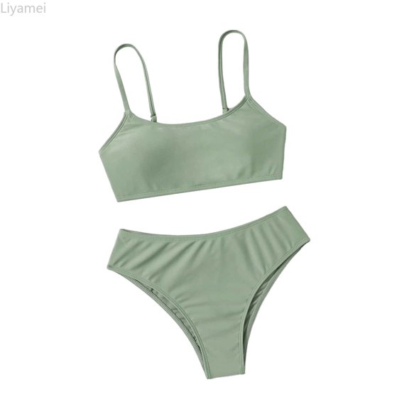 Liyamei Girl's 2 Piece Swimsuit Sport High Waist Kids Bikini Set Bathing Suit Swimwear