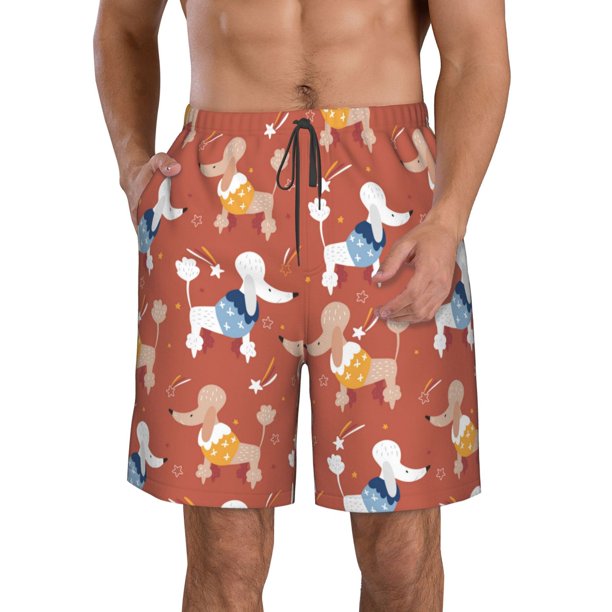 Fotbe Cute Poodle Dog Trajes de Baño Estampados para Hombre, Shorts de Verano de Secado Rápido, Ropa de Playa, Bañadores-3X-Large