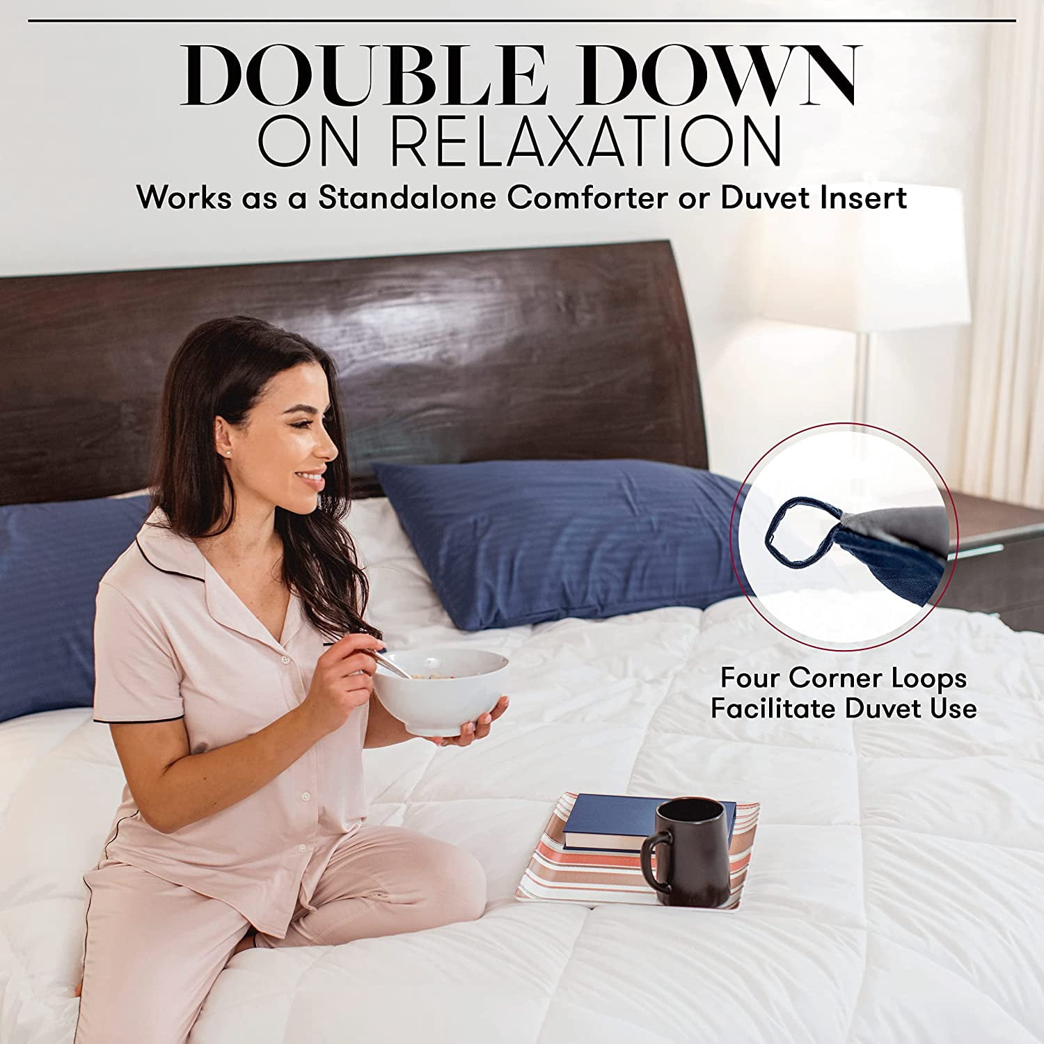 1800 Series Goose Down Alternative Reversible Comforter - Hypoallergenic - All Season-, King/Cal King, Black/Burgundy