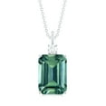thumbnail image 2 of Rosec Jewels Lab Created Green Sapphire Solitaire Pendant Necklace with Moissanite - 10X14 mm, 925 Sterling Silver, 2 of 7