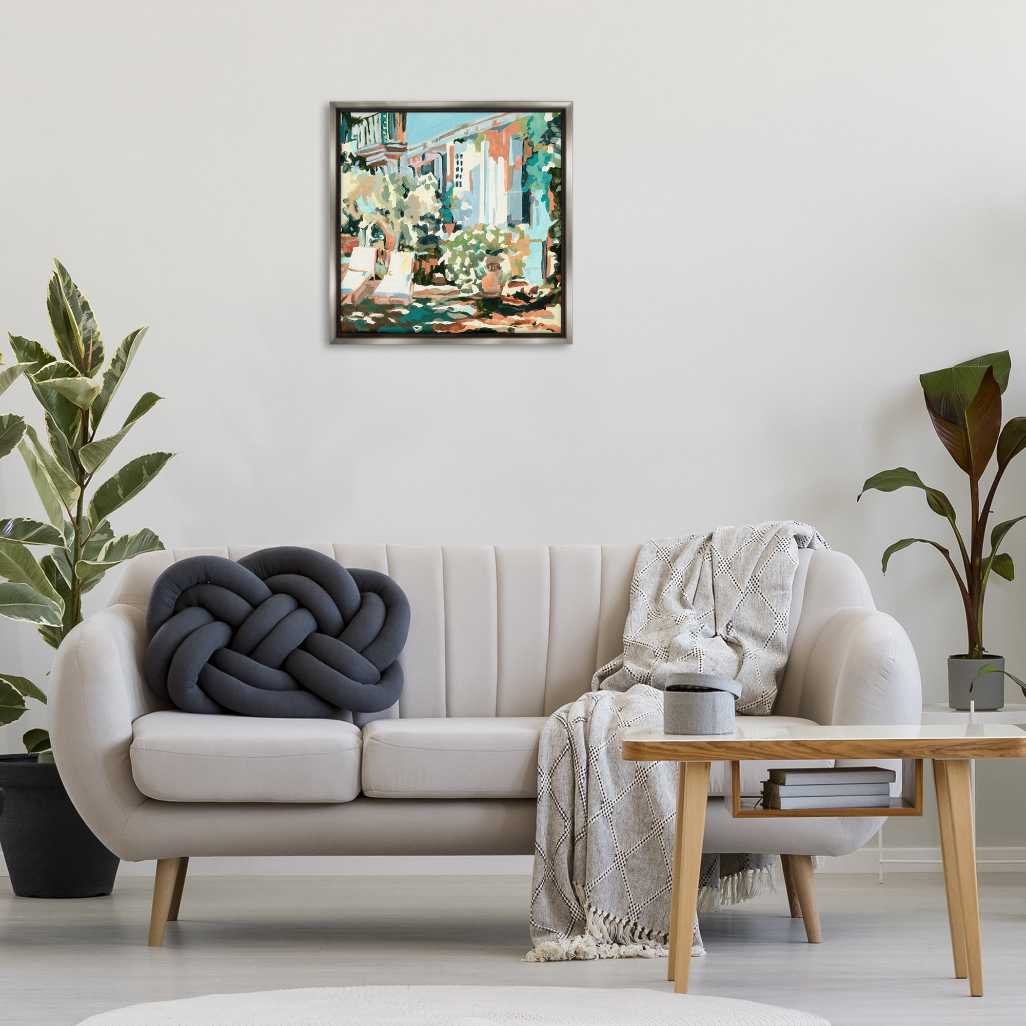 Stupell Industries City Street Abstraction Scenic & Cityscapes Painting Gray Floater Framed Canvas Art Print Wall Art, 25 x 25
