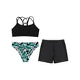 thumbnail image 5 of CHICTRY Kids Girls 3Pcs Swimwear Sleeveless Strappy Back Crop Top with Briefs Shorts Swimming Bathing Suit Lily 12, 5 of 7