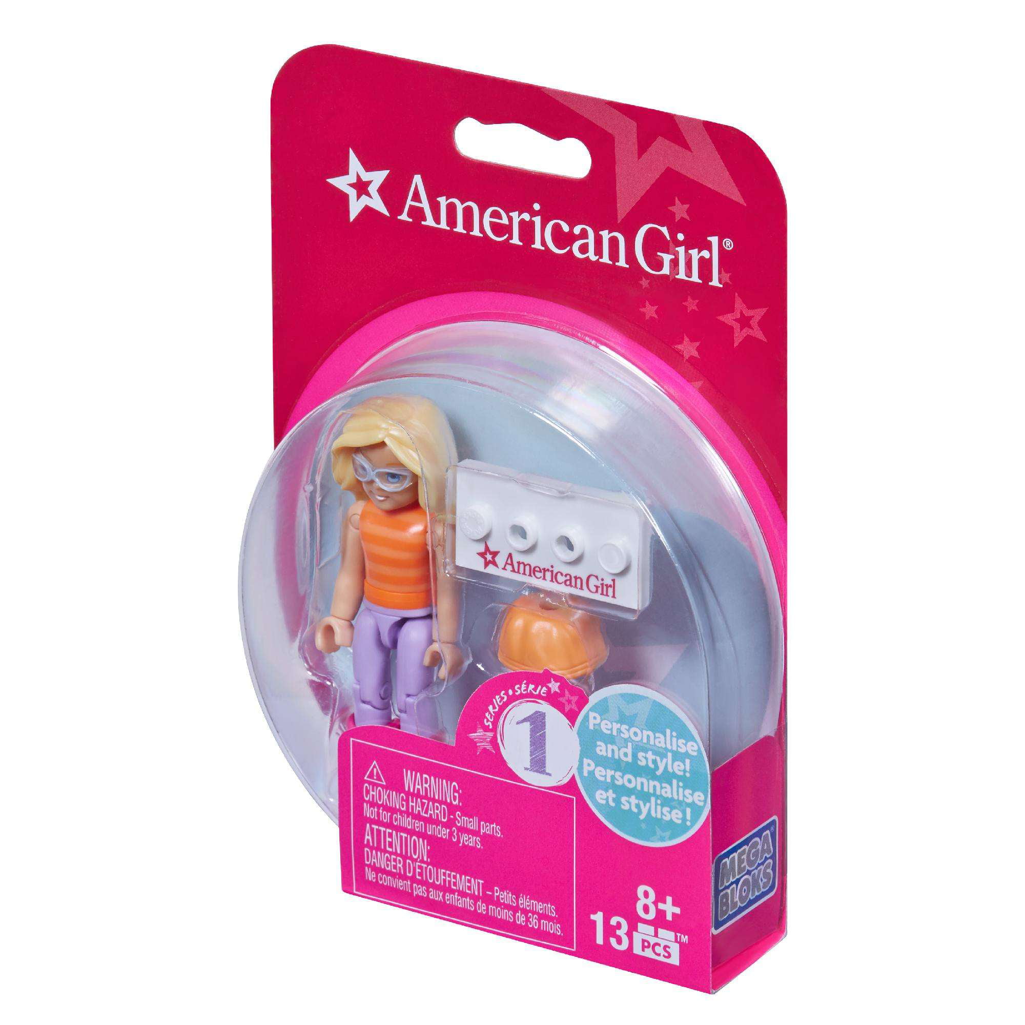 Mega Bloks American Girl Series 1 Purple Pants Striped Top Girl Minifigure13 pcs 