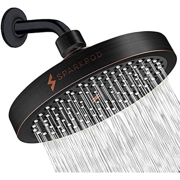 SparkPod Shower Head - High Pressure Rain - Luxury Modern Look - No Hassle Tool-less 1-Min Installation - The Perfect Adjustable Replacement For Your Bathroom Shower Heads (Nickel Brushed)